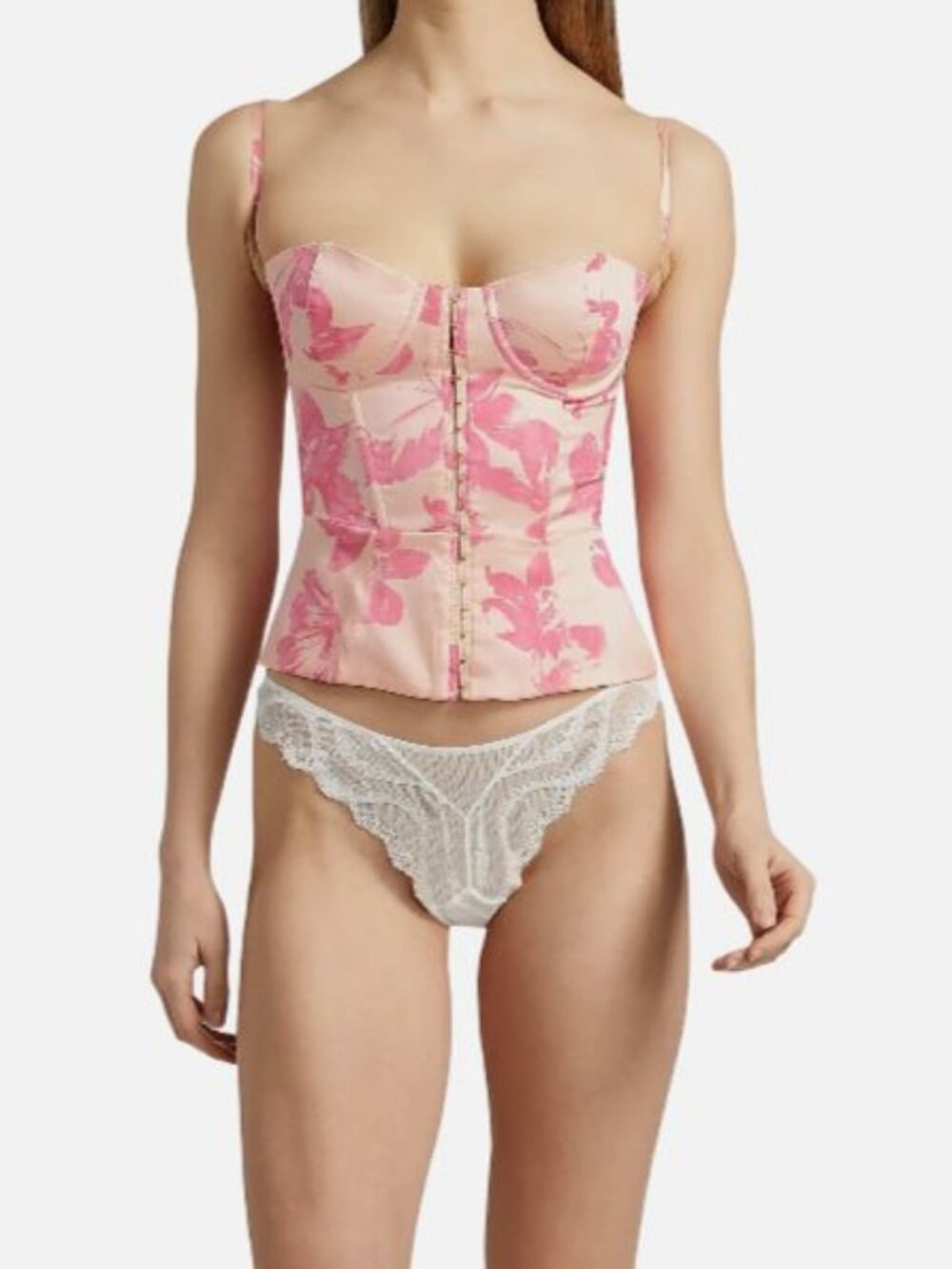 Kiki De Montparnasse Women's Pink Silk Floral Papillon Et Orchidée Corset Size M